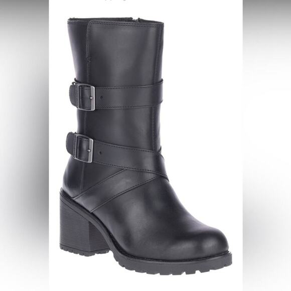 Harley Davidson Black LaLanne Triple Strap Black Motorcycle Boots Size 8 - Picture 1 of 9